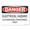 Signmission OSHA Danger Sign, 18" Height, 24" Width, Electrical Hazard Authorized Personnel Only, Landscape OS-DS-D-1824-L-19339 - alternate 1